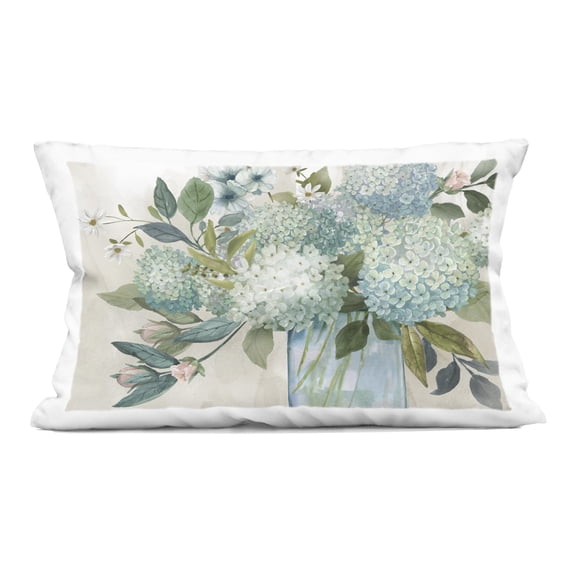 Stupell Industries Hydrangeas Galore Blue Flowers Decorative Printed Throw Pillow design by Nan, 14 x 7 x 20