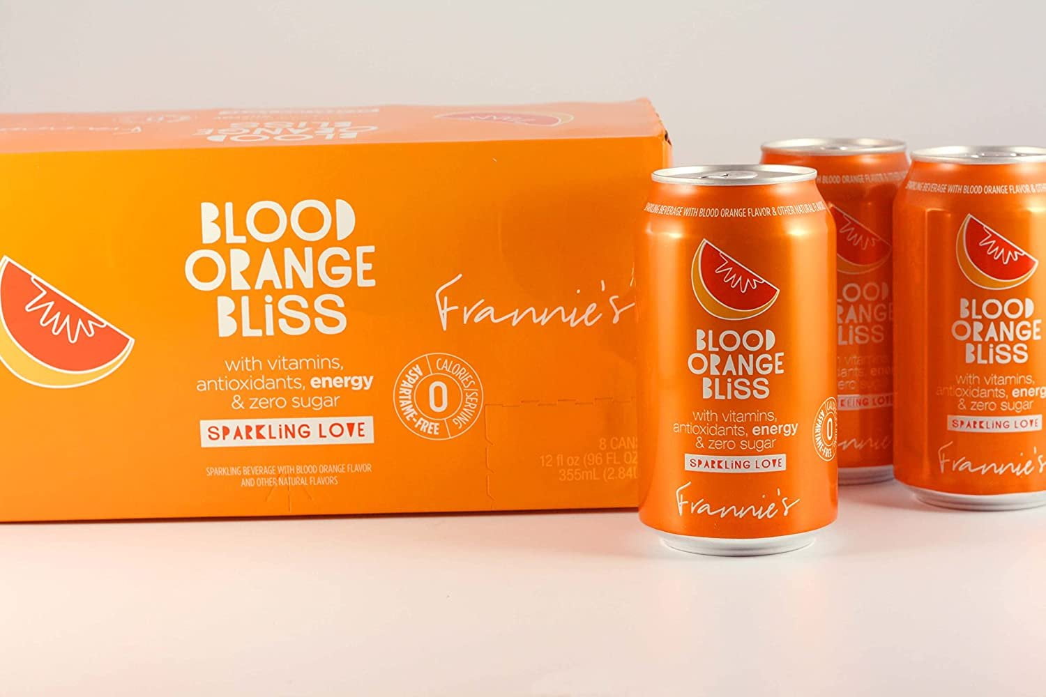 AmishTastes Frannies Blood Orange Bliss Sparkling Beverage, Protected With High-Density Foam, 12 Oz. Pack of 8
