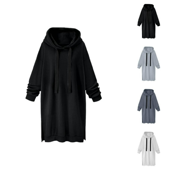 Hoodie for Women Oversized Hoodie Womens Sweatshirt Casual Wear Zip Up Hoodie Women's Long Hooded Lined Sweater Dress
