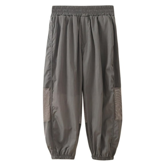 Ltctricy Boys' Lightweight Joggers Baggy Elastic Waist Mesh Pull on Cinch Bottom Hiking Pants Children Athletic Casual Trousers(Green,14-16 Years)
