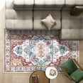 thumbnail image 6 of Ileading 6'x9' Boho Area Rug for Living Room, Non Slip Machine Washable Rugs Vintage Floor Carpet for Bedroom Dinning Room Kitchen, Red, 6 of 13