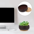 thumbnail image 4 of 1Set Large Planter Bowl Dark Brown Ceramic for Outdoor Plants Round Planter, 4 of 9