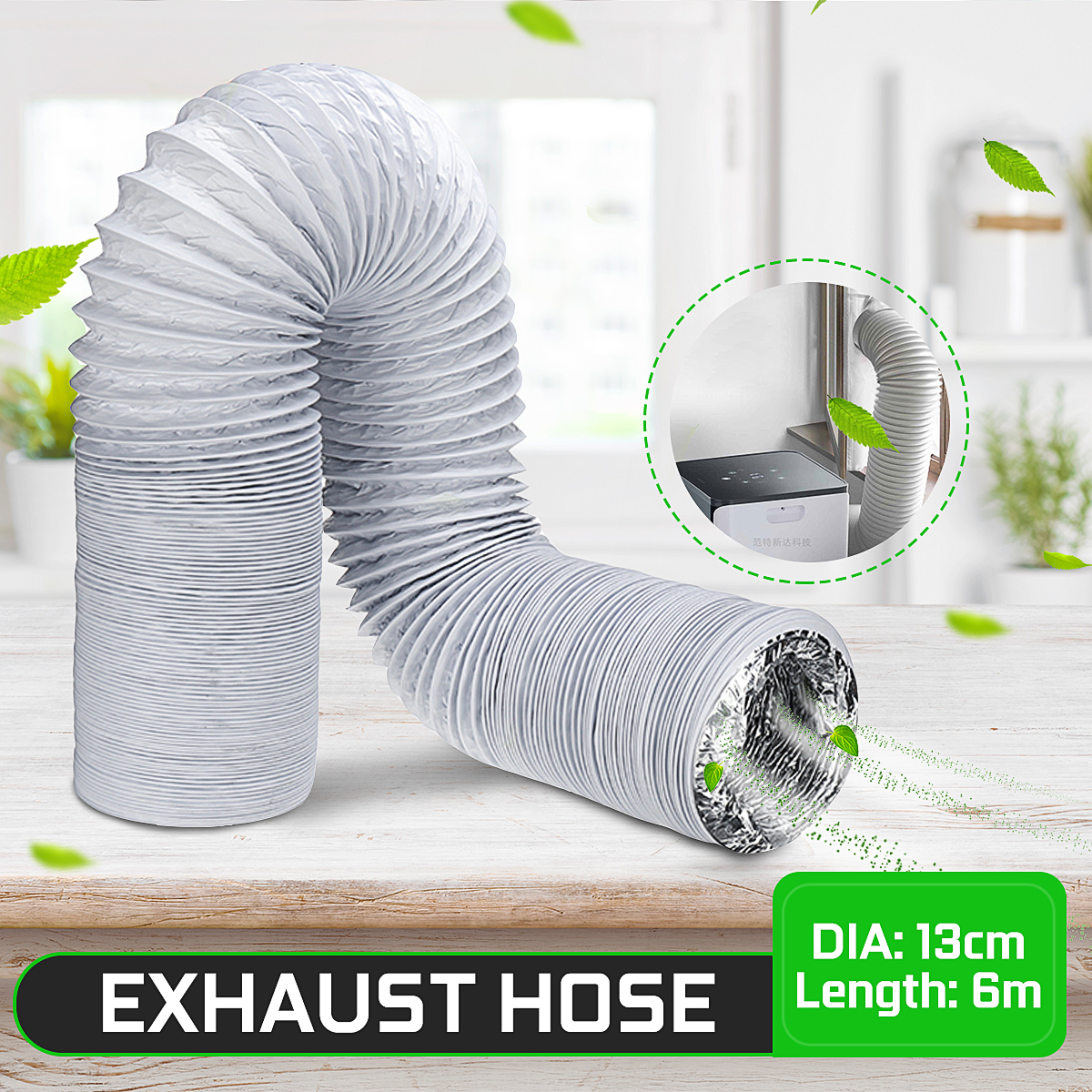 6M 5" Diameter White Flexible Exhaust Hose Tube Portable Air Conditioners Vent Hose Walmart