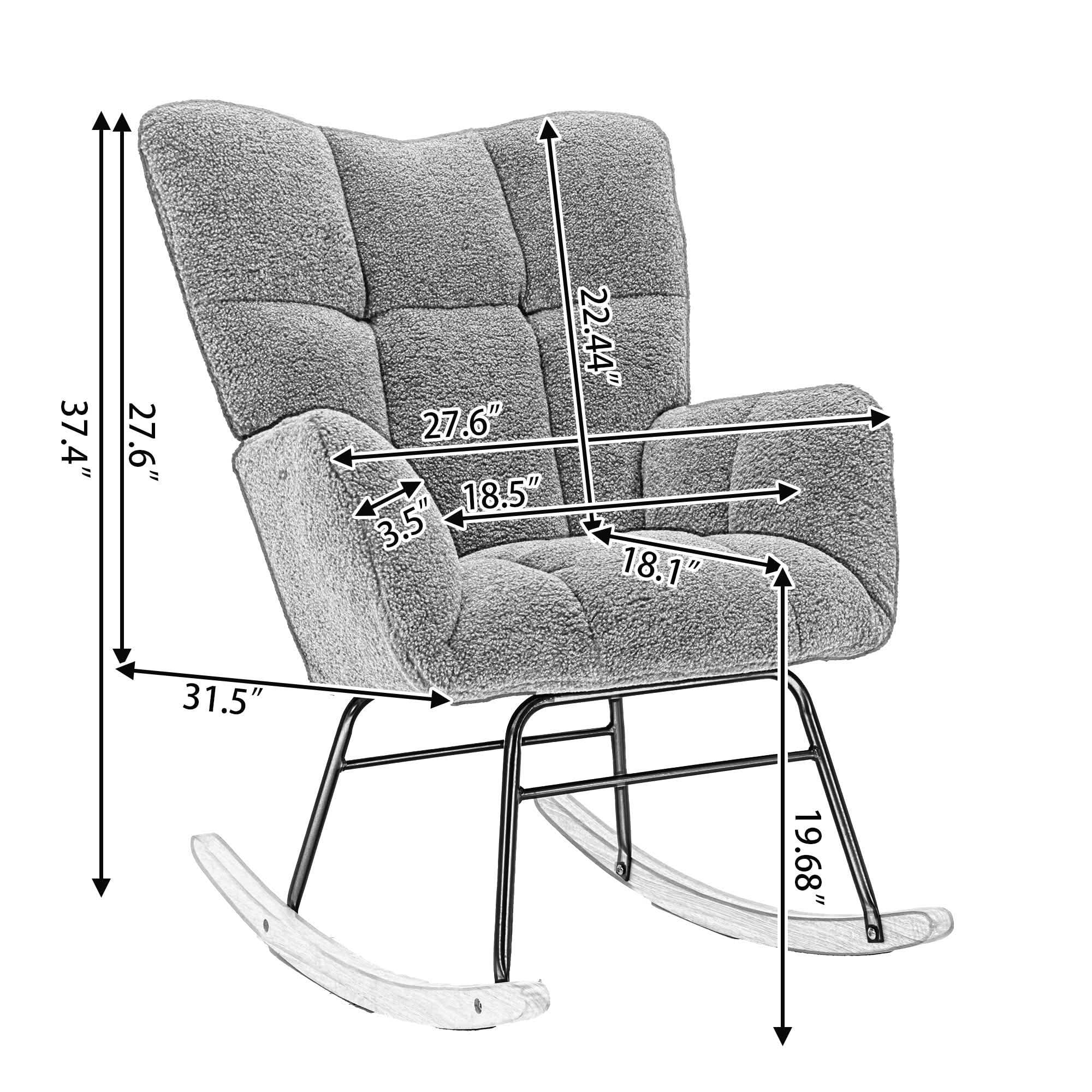 MAYEERTY Teddy Fabric Rocking Glider Nursery Chair, for Indoor Living Room, Caramel
