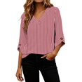 thumbnail image 5 of Qiggri 3/4 Length Sleeve Womens Tops Dressy Casual Blouses V Neck T Shirts Summer Tops Spring Outfits Loose Fit XL, 5 of 7