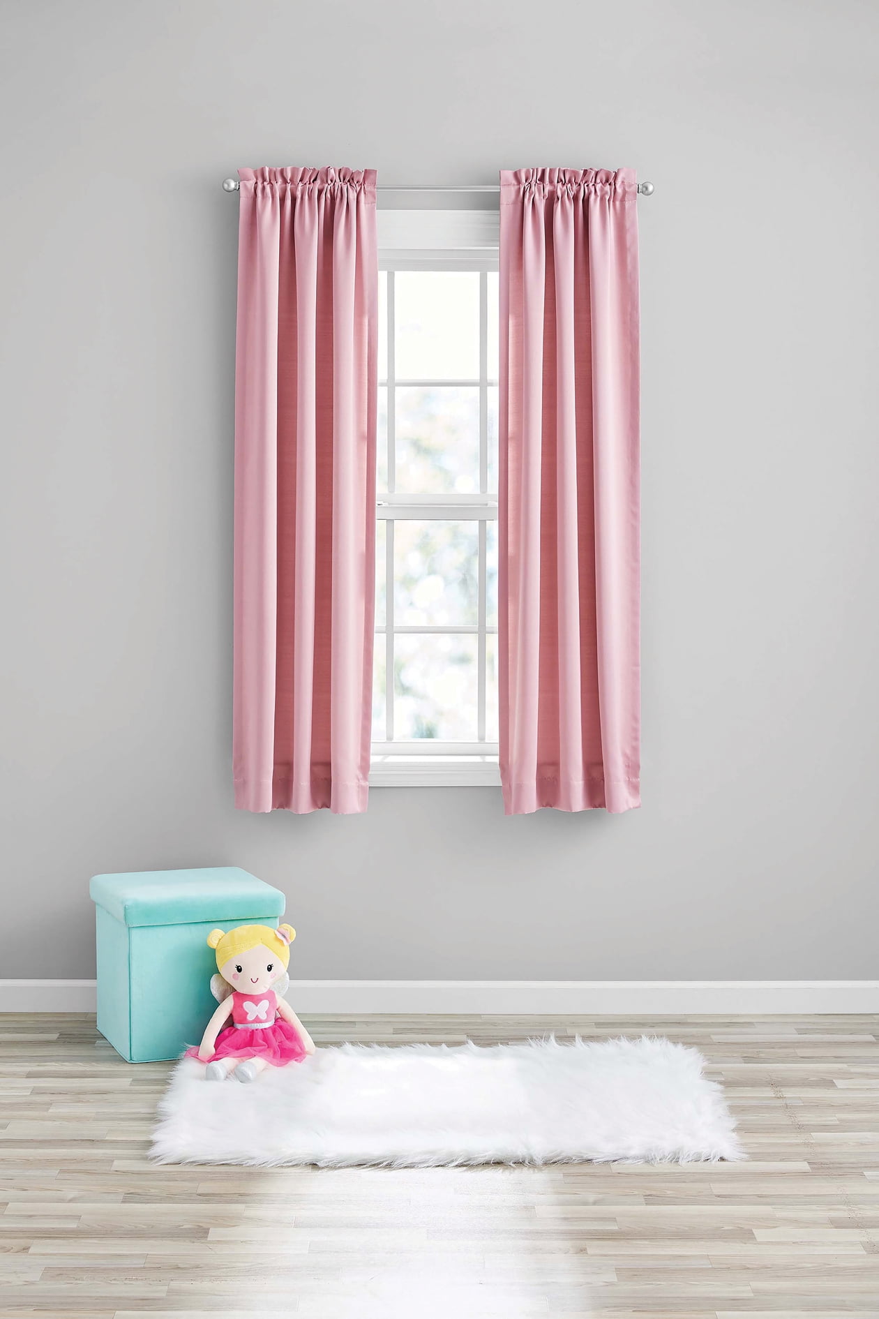 (2 pack) Your Zone Solid Blackout Rod Pocket Curtain Panel Pair, Set of 2, Pink, 30" W x 63" L