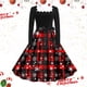 thumbnail image 1 of Vestidos de Mujer Vestido Informal Retro Con Cordones y Cuello Cuadrado Con Estampado Navideño de Otoño E Invierno Para Mujer (3), 1 of 3
