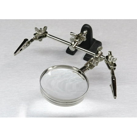 5X MAGNIFYING GLASS HELPING 3RD HAND MAGNIFIER 2ALLIGATOR CLAMPS SOLDERING STAND, Magnifier: 2-1/2