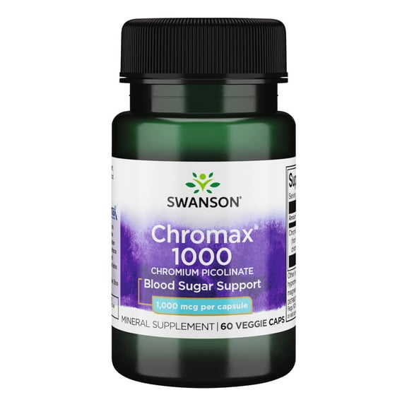 Swanson Chromax 1000 Chromium Picolinate 1,000 Mcg 60 Veggie Capsules