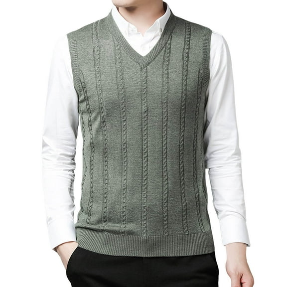 JTieacloth Lightweight Sweater Vest Men's Sweater Vest Slim Fit V Neck Sleeveless Pullover Casual Warm Layering Piece For Everyday Wear And Outdoor Activities(Green)