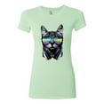 thumbnail image 2 of DJ Kitty Cat with Headphones | Womens Cat Lover Slim Fit Junior Tee, Mint, 2XL, 2 of 3