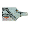thumbnail image 2 of Paris Cutting Board, Grunge Illustration of Eiffel with Lanterns European Lifestyle Culture Art, Decorative Tempered Glass Cutting and Serving Board, Wine Bottle Shape, Red Black Yellow, by Ambesonne, 2 of 5