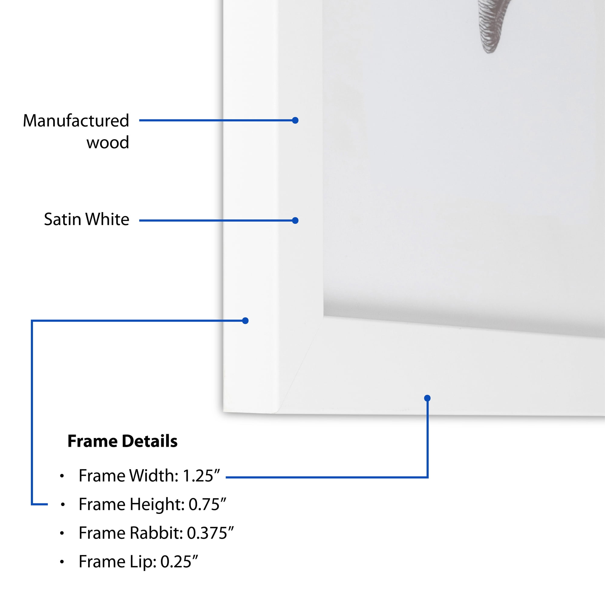 ArtToFrames 10" x 13" White Satin Picture Frame, 10x13 inch White MDF Poster Frame (WOM-5179), 1 Pack