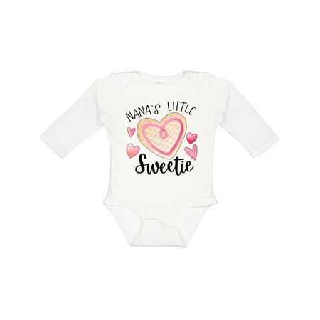 

Inktastic Nana s Little Sweetie with Pink Heart Cookie Gift Baby Boy or Baby Girl Long Sleeve Bodysuit