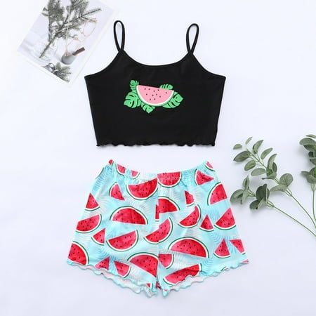 

Soighxzc Comfy Pajamas Summer Women s Pajama Suit 2 Piece Base Home Clothes Suspenders Shorts Suit