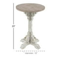 thumbnail image 4 of DecMode 16" x 23" White Wood Distressed Pedestal Scroll Accent Table with Brown Wood Top, 1-Piece, 4 of 12