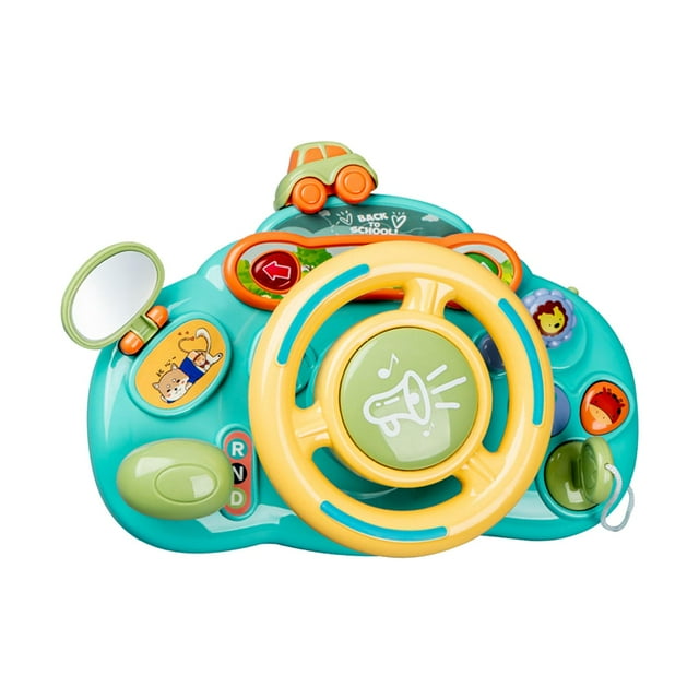 Electric Steering Wheel Toy Mini Turn and Learn Driver My First Driving for Boys green