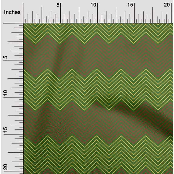 oneOone Polyester Lycra Forest Green Fabric Chevron Geometric Quilting Supplies Print Sewing Fabric By The Yard 56 Inch Wide