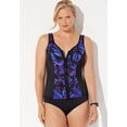 thumbnail image 2 of Swimsuits for All Chlorine Resistant Sweetheart Zip Front Tankini Set, 2 of 4