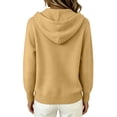 thumbnail image 5 of LEKODE V Neck Button Down Ribbed Knit Hooded Cardigan for Women Drawstring Long Sleeve Soft Loose Fit Spring Fall Layering Jacket with Side Pockets Khaki 4XL, 5 of 7