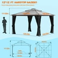thumbnail image 5 of VEIKOUS 12' x 12' Hardtop Gazebo, Metal Frame Gazebo with 2-Tier Polycarbonate Roof , Gray, 5 of 16