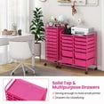 thumbnail image 6 of Costway 12-Drawer Rolling Storage Cart with 2 Sizes Plastic Drawers Hot Pink, 6 of 10