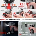 thumbnail image 6 of JENABOM Tool Set - 8V Cordless Drill Set,146 Pcs Box With Hand Drill,Home Tool Kits,Variable Speed,Home Improvement & DIY （Gray & Red）, 6 of 10
