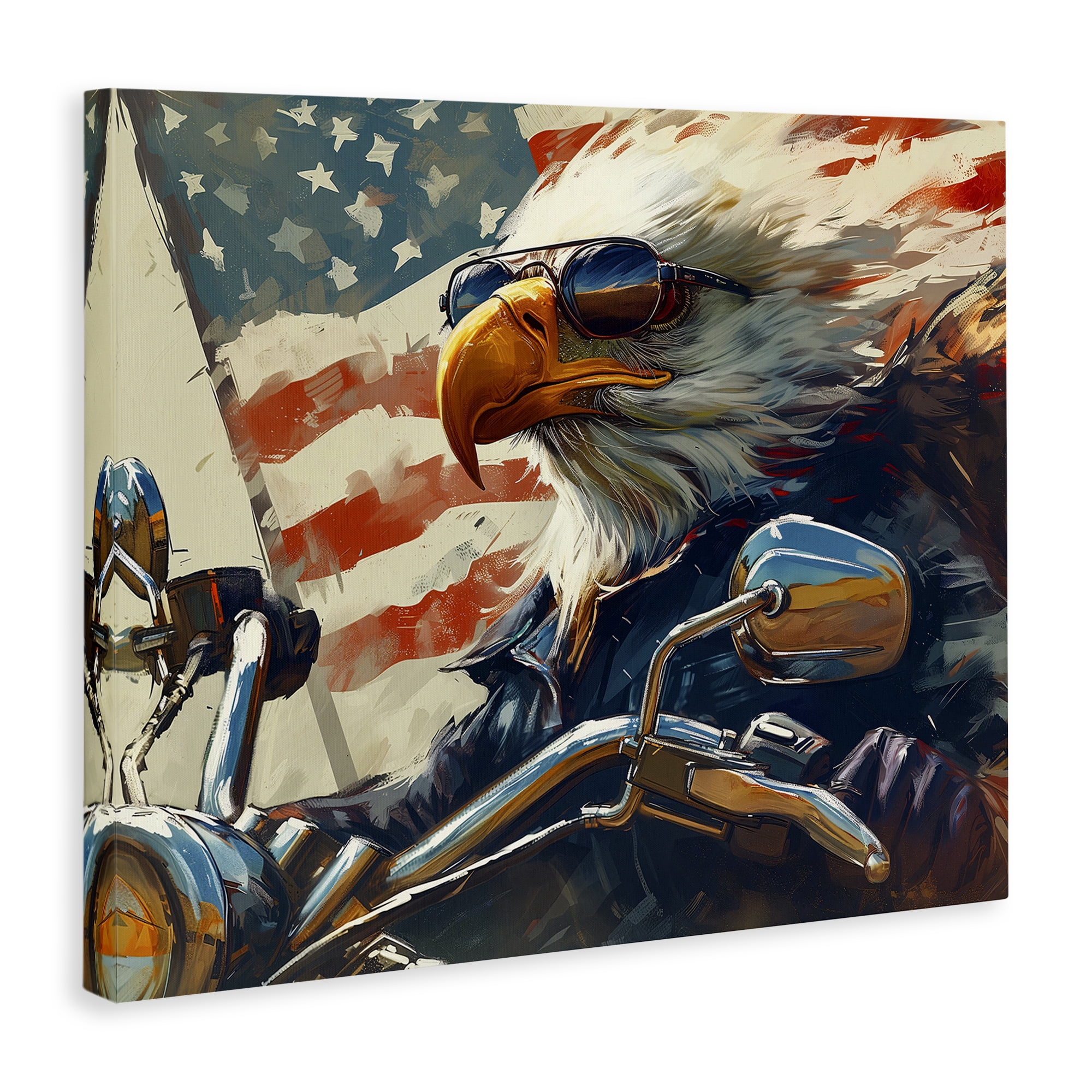 Stupell Industries Patriotic Bald Eagle Animals & Insects Painting Gallery Wrapped Canvas Art Print Wall Art, 20 x 16