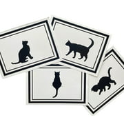 Cat Silhouette Blank Notecards with Envelopes (24 Pack, 4.25 X 6 Inches) Kitten Note Cards for Cat Lovers