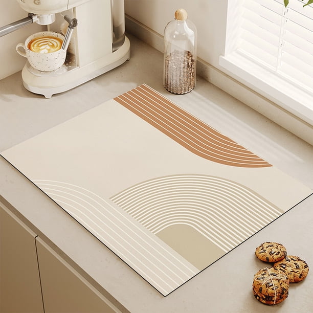 Tapis de diatomite antidérapant pour absorber l'eau, tapis de cuisine moderne, facile à nettoyer (J
