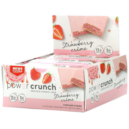 Power Crunch Protein Energy Bar Strawberry Creme 12 Bars 1.4 oz (40 g) Each BNRG