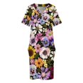 thumbnail image 3 of Vestido holgado con bolsillos para mujer ropa de playa con estampado floral color negro para fiesta en el jardín y primavera, 3 of 6