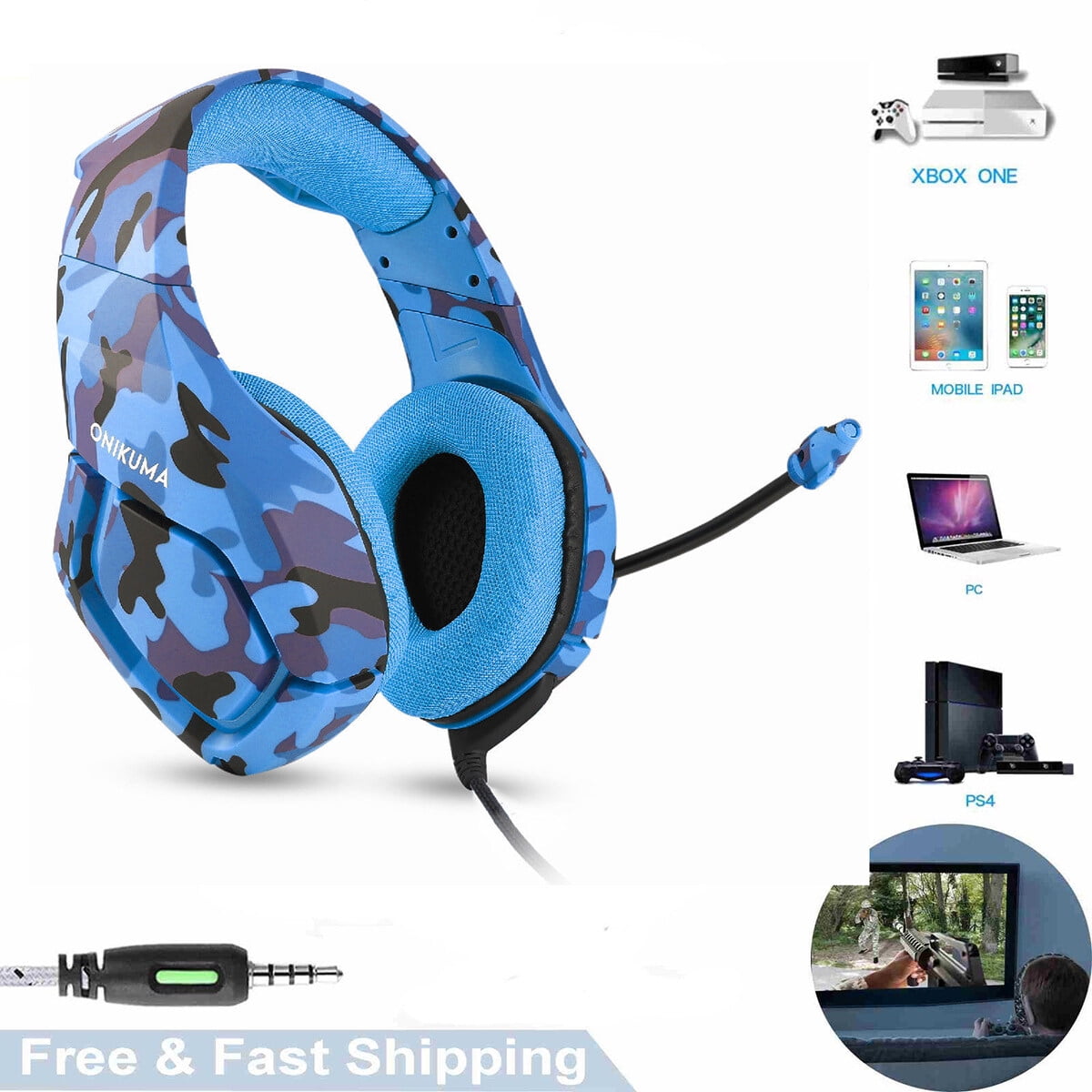  FEIYING Gaming Headset Headphones with Microphone, PS4 PS5  Headset with Noise Cancelling Mic Surround Sound Over Ear Headset for Xbox  One Computer PC Mac Playstation : Video Games
