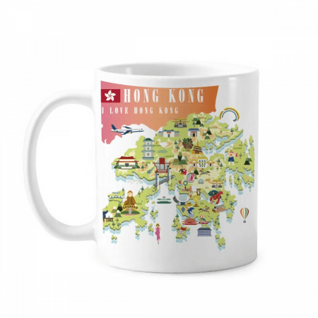 

I Love Hong Kong Map China Location Mug Pottery Cerac Coffee Porcelain Cup Tableware