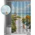 thumbnail image 3 of Small Stall Shower Curtain 36x72 Inch Narrow Half Size Beach Ocean Bath Curtains Bathroom Decor Blue Sea Sunflower Modern Country Green Waterproof Fabric Shower Curtain Set with Hooks 36 Inch, 3 of 6