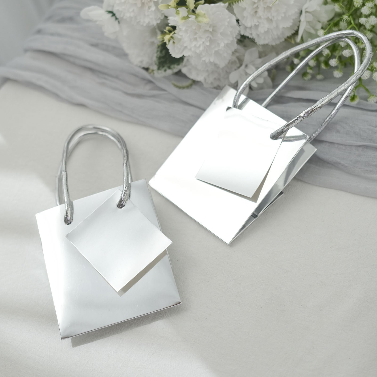 Small Metallic Silver Paper Gift Bags with Metallic Handles, Party Favor  Bags, Inches - Kroger