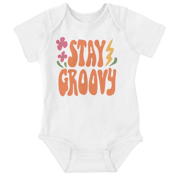 Hippie Positivity Stay Groovy Flowers Bodysuit Jumper Girls Infant Baby Brisco Brands NB