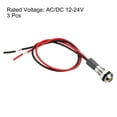 thumbnail image 3 of Uxcell AC/DC 12V/24V 6mm Flush Panel Mount Yellow Indicator Light with 150mm Cable, 3 Pack, 3 of 5