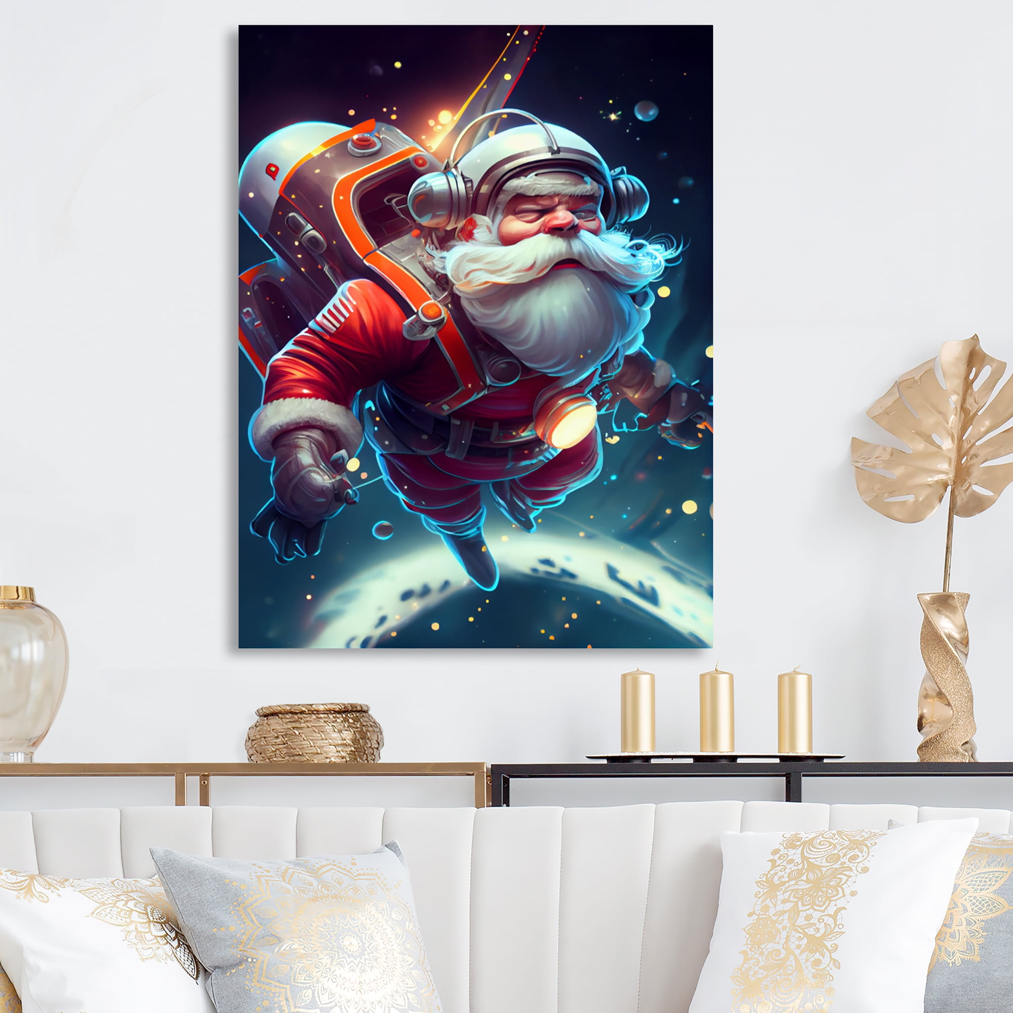 Designart Cool Santa In Space Canvas Wall Art