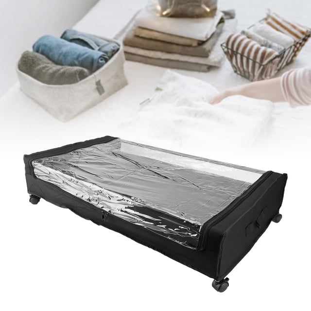 Under Bed Storage Container, Dustproof Space Saving Clear Lid Easy Cleaning Under Bed Rolling Drawer 4 Wheels For Bedroom