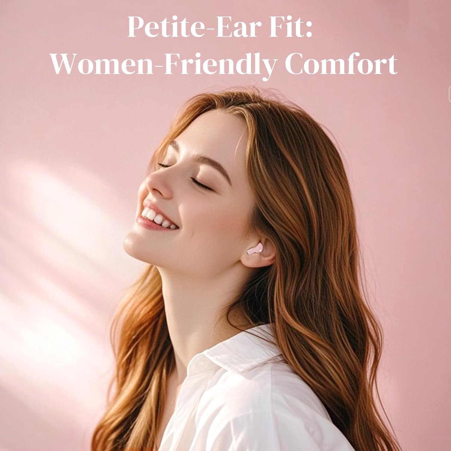 Pink Heart Wireless Earbuds for Girls Kids, Cute Small Mini Tiny Invisible Earbuds Wireless Bluetooth for Small Ears Canals Women Rose Gold Kawai Blue Tooth Ear Buds for iPhone Android, Pink