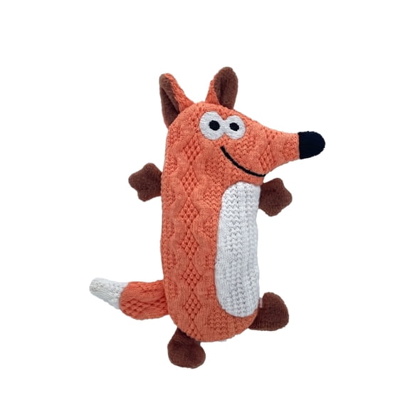 Interactive Squeaky Dog Toy with Crinkle Paper and Sound, Soft Knit Fabric Plush Puppy Chew Toy for Small to Medium Breeds like Maltese, Teething and Boredom Relief - Orange