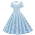 thumbnail image 2 of lcziwo Girls Cocktail Swing Dress Double Breasted Notch Lapel Polka Dot Midi Dresses 1950s Rockabilly Prom Party Dress Sky Blue 9 Years, 2 of 7