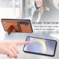 thumbnail image 3 of Compatible with Samsung Galaxy A16 5G/4G, Carbon Fiber Back + TPU Frame, 135 Degree Free Folding Kickstand, Card Slots Back Case, Slim Anti-drop Cover for Samsung Galaxy A16 5G/4G, Brown, 3 of 10