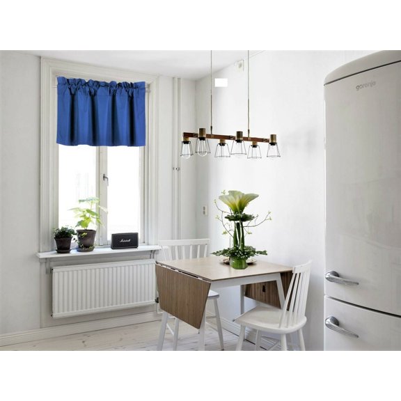 SAMIMPORT-2011 Royal Blue Faux Silk Rod Pocket Valance Curtains, 38” x 18”