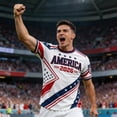 thumbnail image 6 of Mens Patriotic USA Flag Print Soccer Jersey Shirts 2026 National Team Short Sleeve Crew Neck T-Shirt, Trendy Streetwear Football Fan Apparel, 6 of 6