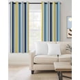 thumbnail image 3 of Blackout Curtains for Bedroom, Blue Yellow Striped Room Darkening Window Drapes for Living Room, Farmhouse Navy Blue Ombre Stripes Thermal Insulated Grommet Curtains, 52x54 inch, 2 Panels, 3 of 9