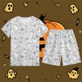 thumbnail image 2 of Tisuna Boys Halloween Diy Pajama Set Pumpkin Print Short Sleeve Round Neck Shorts Sleepwear Outfit Fashion Loose Homewear For Kids 2-12 Years White Size 3-4 Years, 2 of 3