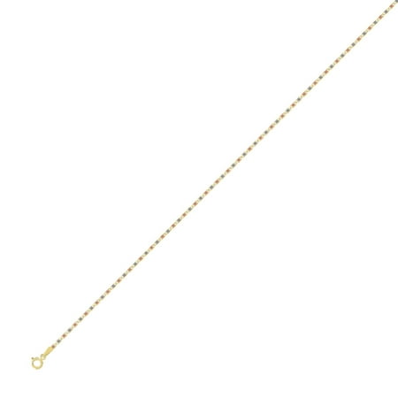 10K Tri-color Gold 1.5mm Valentino Link Chain Necklace Lobster Clasp, 20 Inches