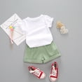 thumbnail image 2 of Ropa para niñas pequeñas, camiseta de sandía + pantalones cortos de lino con cinturón, bonito conjunto corto de verano brillar Electrónica, 2 of 5
